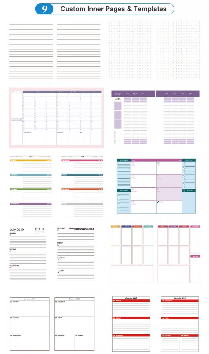 Pencetakan Bunga Gold Foil Hardcover Spiral Planner Untuk Bulanan Minggu Minggu Daily Journal 13