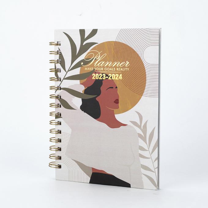 Kantor 2023-2024 A5 Wanita Perhiasan Emas Spiral Mingguan Bulanan Tujuan Jurnal Jurnal Notebook Agenda Planner 3