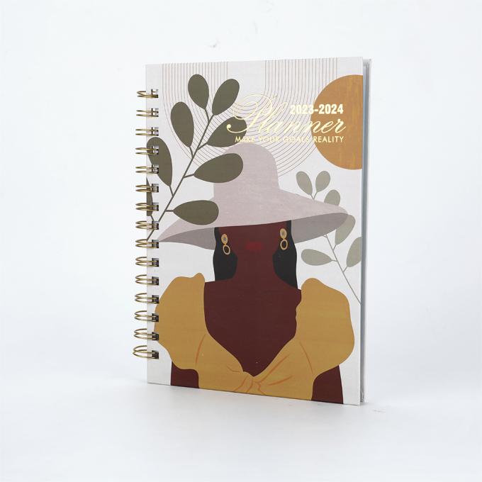 Kantor 2023-2024 A5 Wanita Perhiasan Emas Spiral Mingguan Bulanan Tujuan Jurnal Jurnal Notebook Agenda Planner 9
