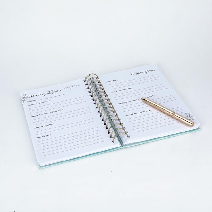 Pencetakan Bunga Gold Foil Hardcover Spiral Planner Untuk Bulanan Minggu Minggu Daily Journal 6