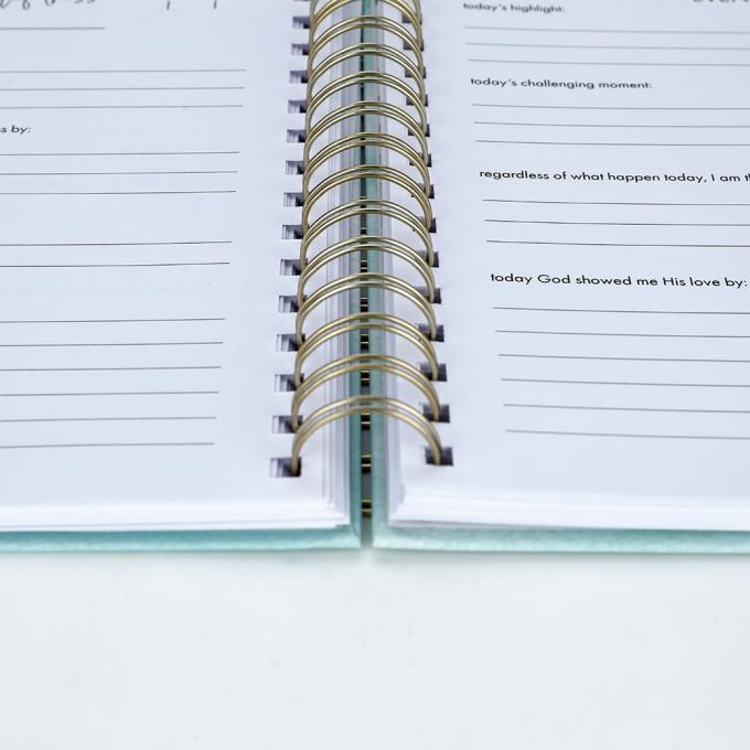 Pencetakan Bunga Gold Foil Hardcover Spiral Planner Untuk Bulanan Minggu Minggu Daily Journal 7