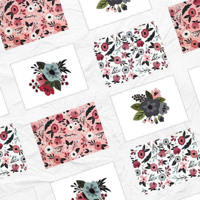 Percetakan Khusus Flora Terima kasih Kartu dengan Kotak UV dan Offset Printing Film Laminasi 8