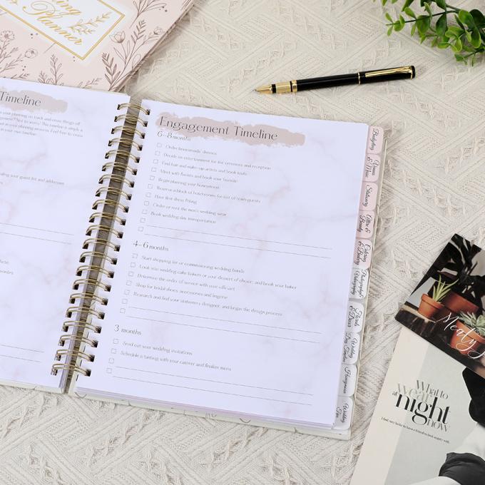 Custom A4 A5 Spiral Journal Paper Notebooks Diary Journal Wedding Planner untuk Wanita 9