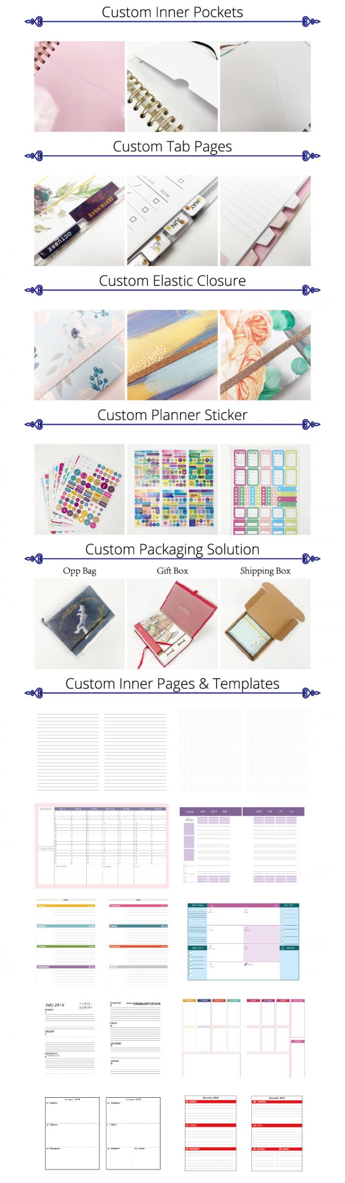 Custom Floral A5 Offset Paper Komposisi Spiral Notebook dengan 40-80 halaman dalam 11