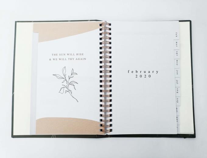 Hide Spiral Hardcover Notebook Printing Weekly Planner dengan 80 lembar halaman dalam 1