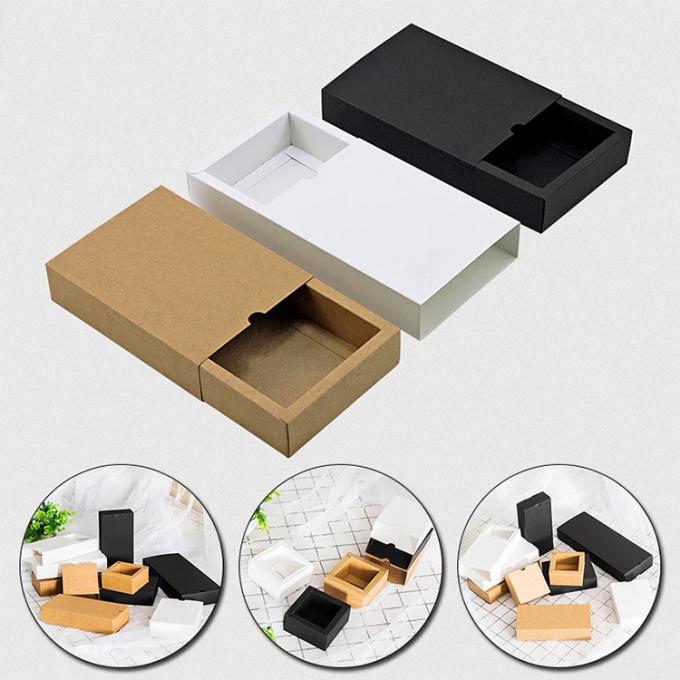 Custom Logo Daur Ulang Hitam Kraft Gift Packaging Kotak Kardus untuk pernikahan Favor 6