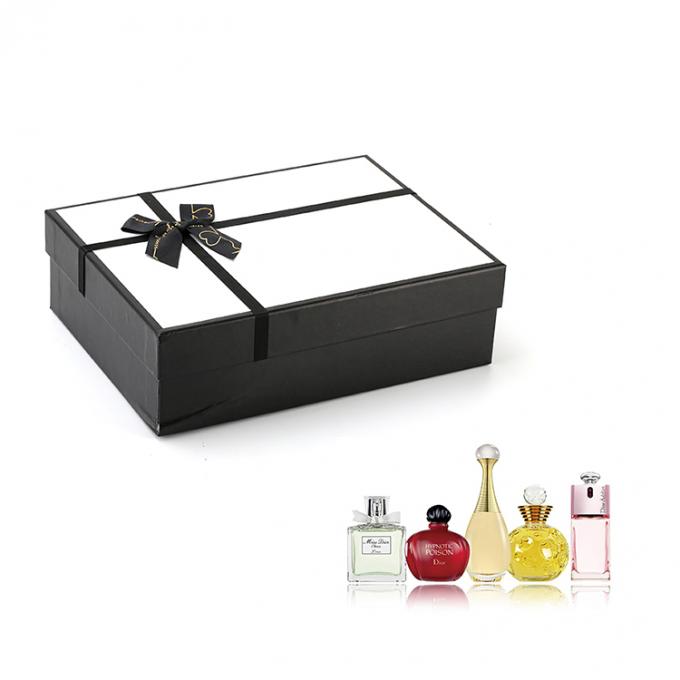 Ukuran Custom Diterima Tutup Hitam Dan Dasar Parfum Pembungkusan Hadiah Kotak Kertas Dengan Pita 6