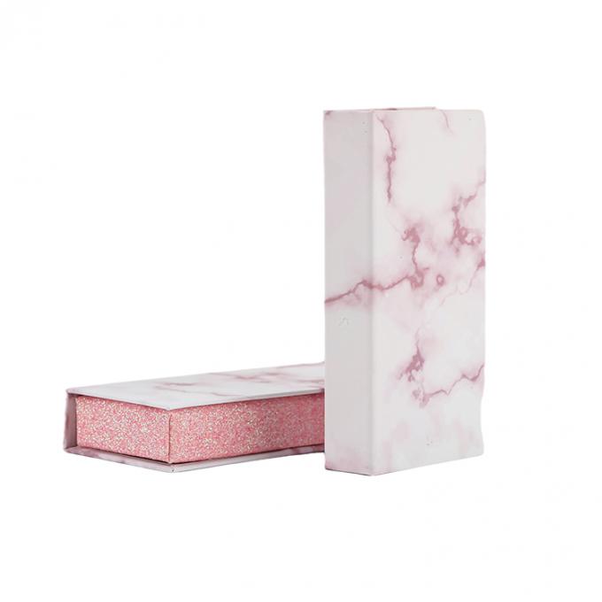 CMYK Custom Marmer Printed Non-Toxic Empty False Eyelash Packaging Box untuk bulu mata 1
