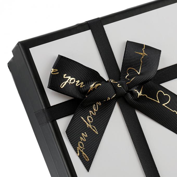 Ukuran Custom Diterima Tutup Hitam Dan Dasar Parfum Pembungkusan Hadiah Kotak Kertas Dengan Pita 5