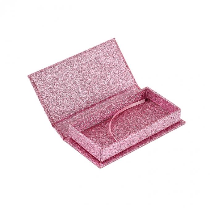 Custom Logo Pink Glitter Eyelash Palsu Ritel Stand Box dengan Struktur Karton 0