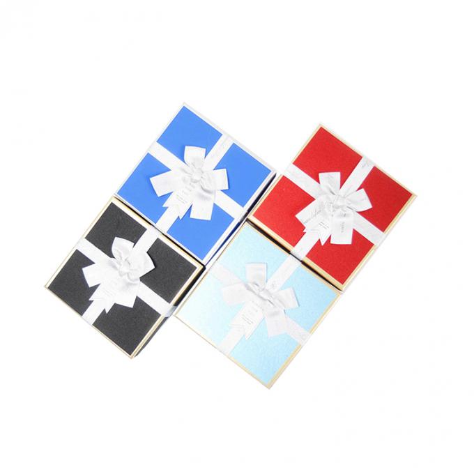 Custom Die Cut Square Cardboard Perhiasan Gift Packaging Kotak kertas dengan tutup pita 2