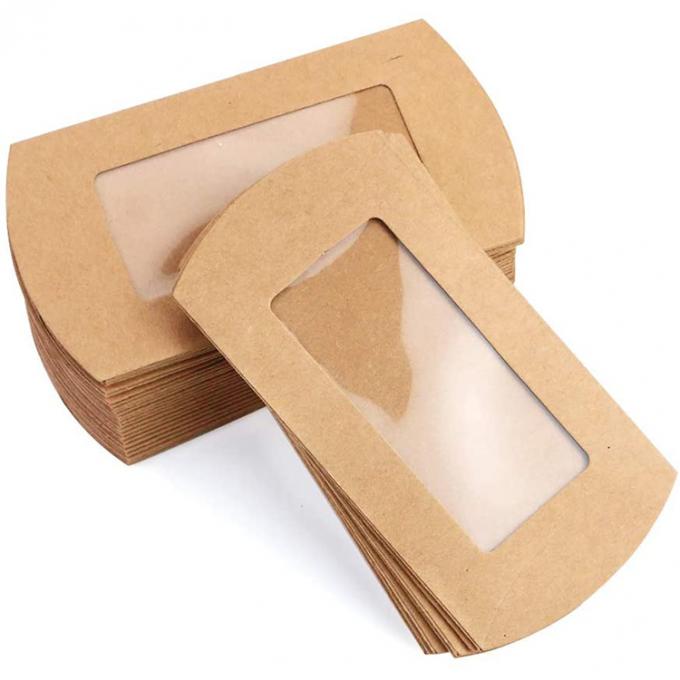 Pembungkusan kotak bantal cookie jendela yang jelas dengan desain khusus dan kertas kraft berat 1