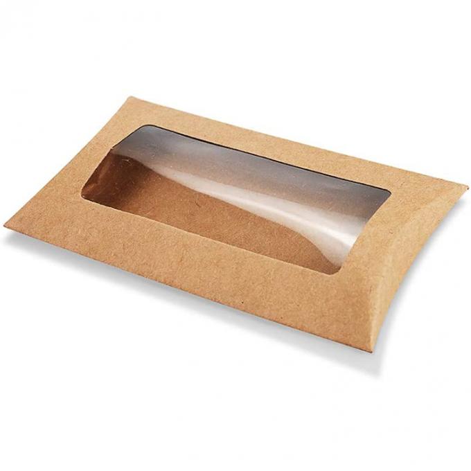 Pembungkusan kotak bantal cookie jendela yang jelas dengan desain khusus dan kertas kraft berat 3