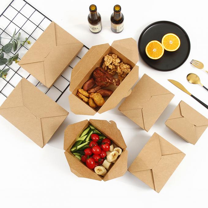 Pengemasan Makan Siang Kertas Kraft Salad Kotak Buah dengan Pencetakan Jendela PET Lapisan UV 9